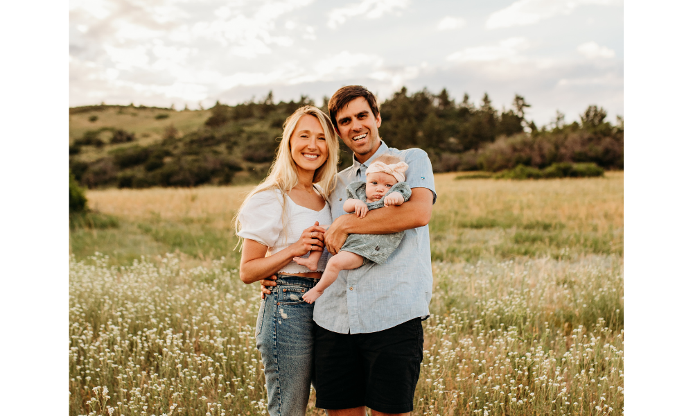 Rachel Myers with husband and baby