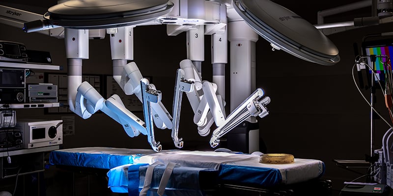 Photo of the Da Vinci Surgical System robotic equipment used in bladder cancer surgeries at CU Anschutz Medical Campus