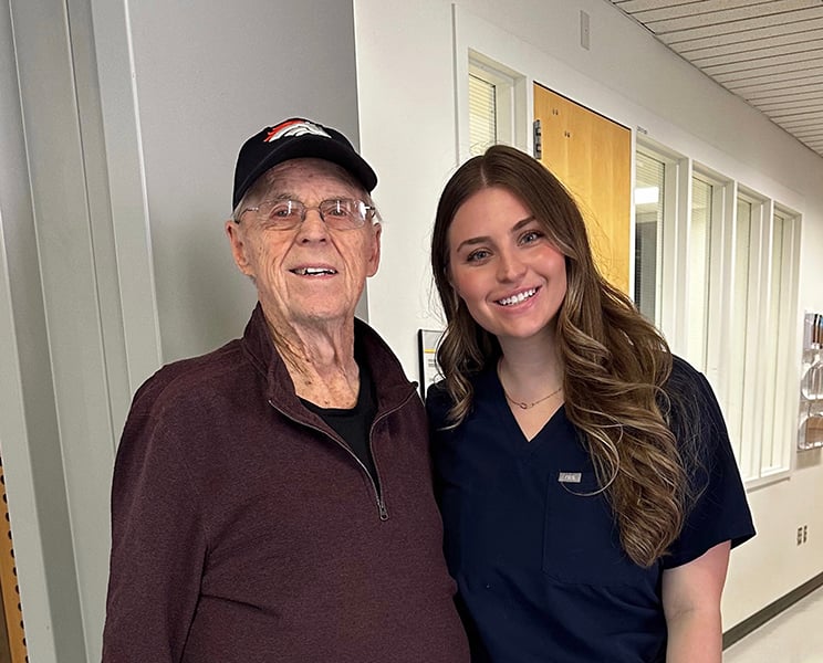 dental student with her grandfather