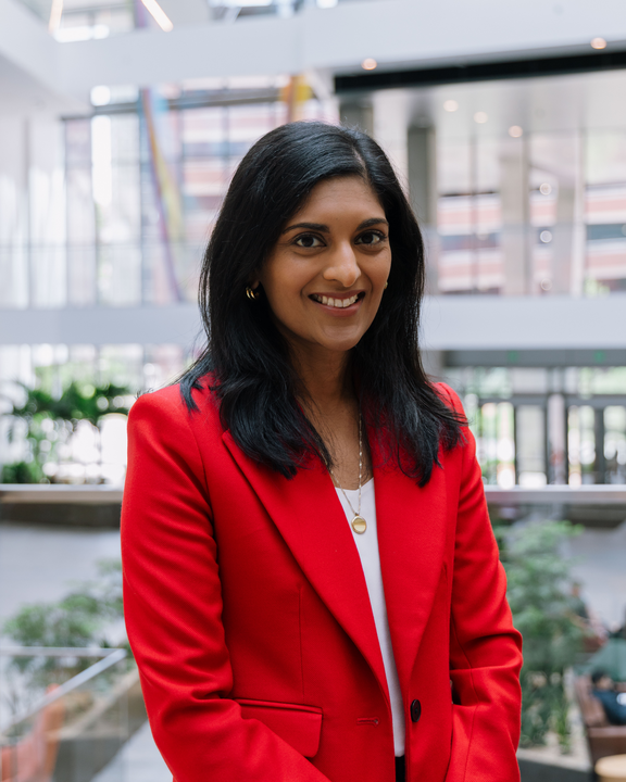 Suchitra Rao in red jacket